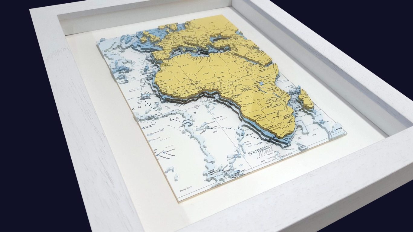 3D Nautical Chart Art Southern Wind Yachts Maiden Voyage