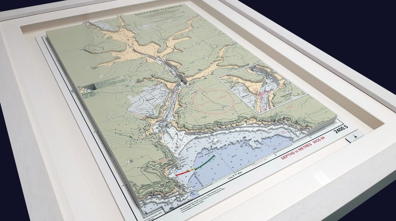 3D Nautical Chart Art Salcombe