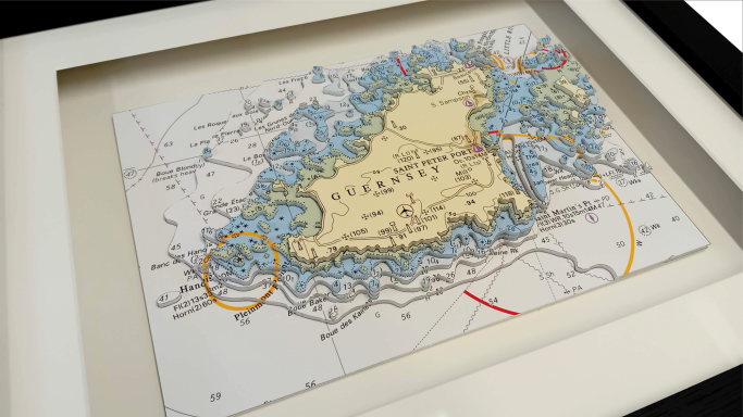 3D Nautical Chart Guernsey A4