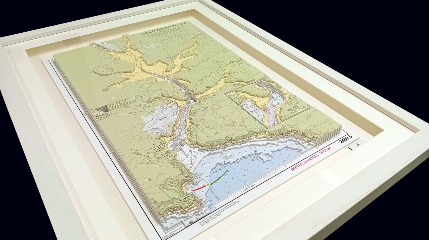 3D Nautical Chart Art Salcombe