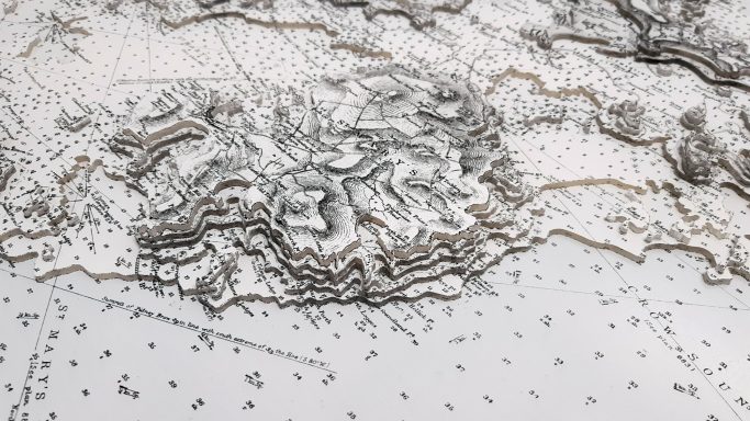 Laser Cut Vintage 3D Nautical Chart Isles of Scilly