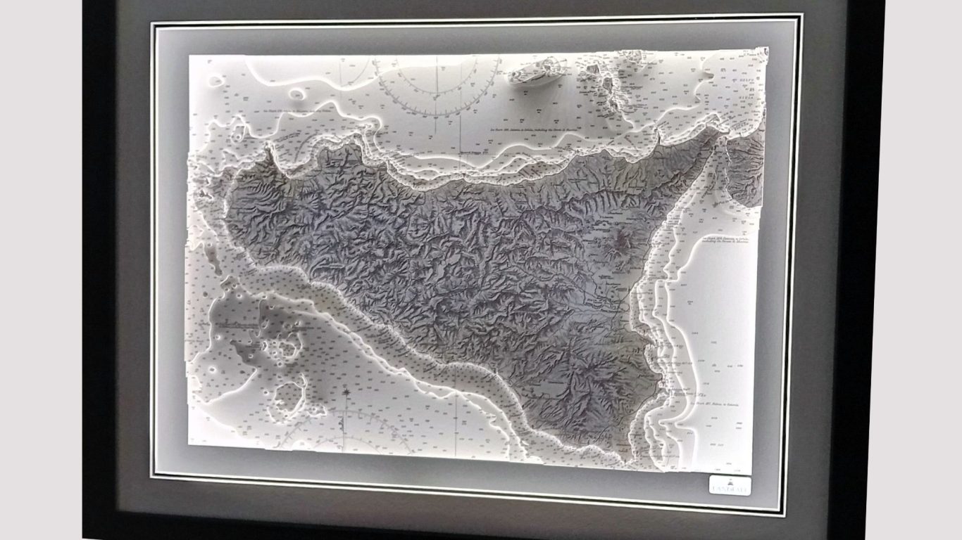 Vintage 3D Nautical Chart Sicily