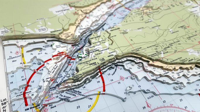 Laser Cut 3D Nautical Chart Isle of Wight (Imray)