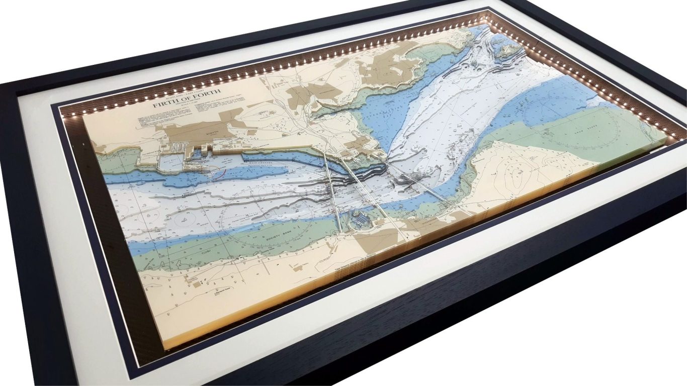 Laser cut 3D Nautical Chart